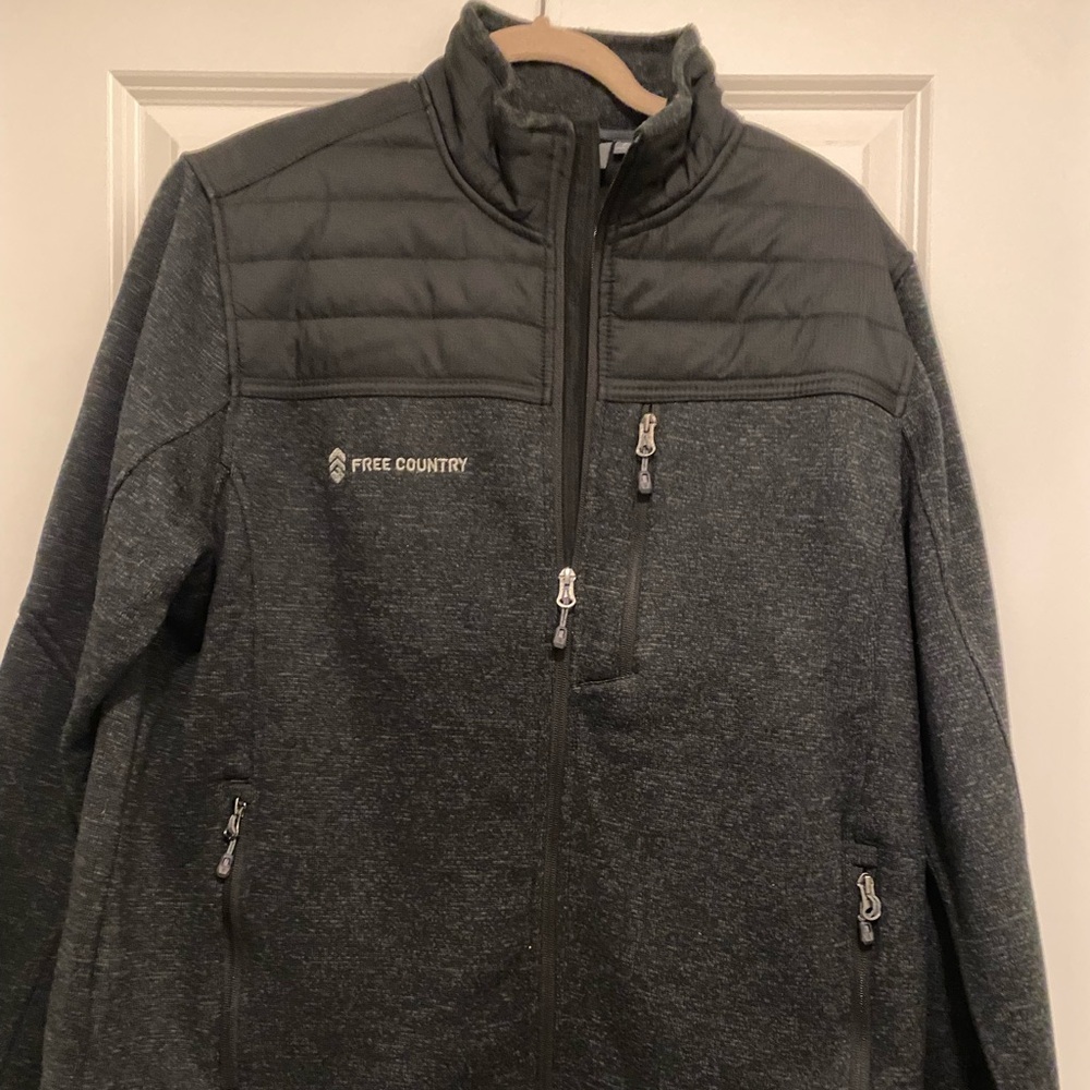 Free Country Men’s Sweater Fleece Jacket Sz XXL Black Texture NWT